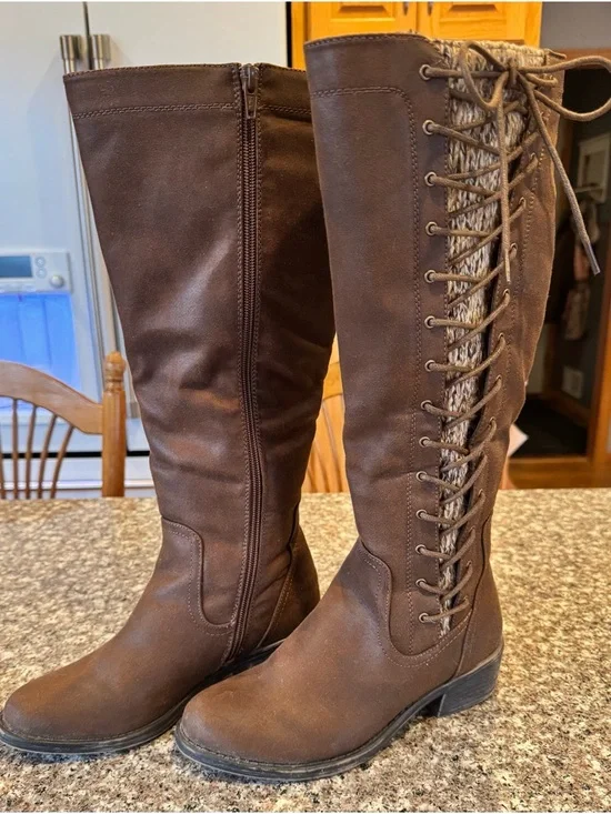 Kohl's Brown Lace-Up Knee-High Women's Boots - Picture 2 of 6